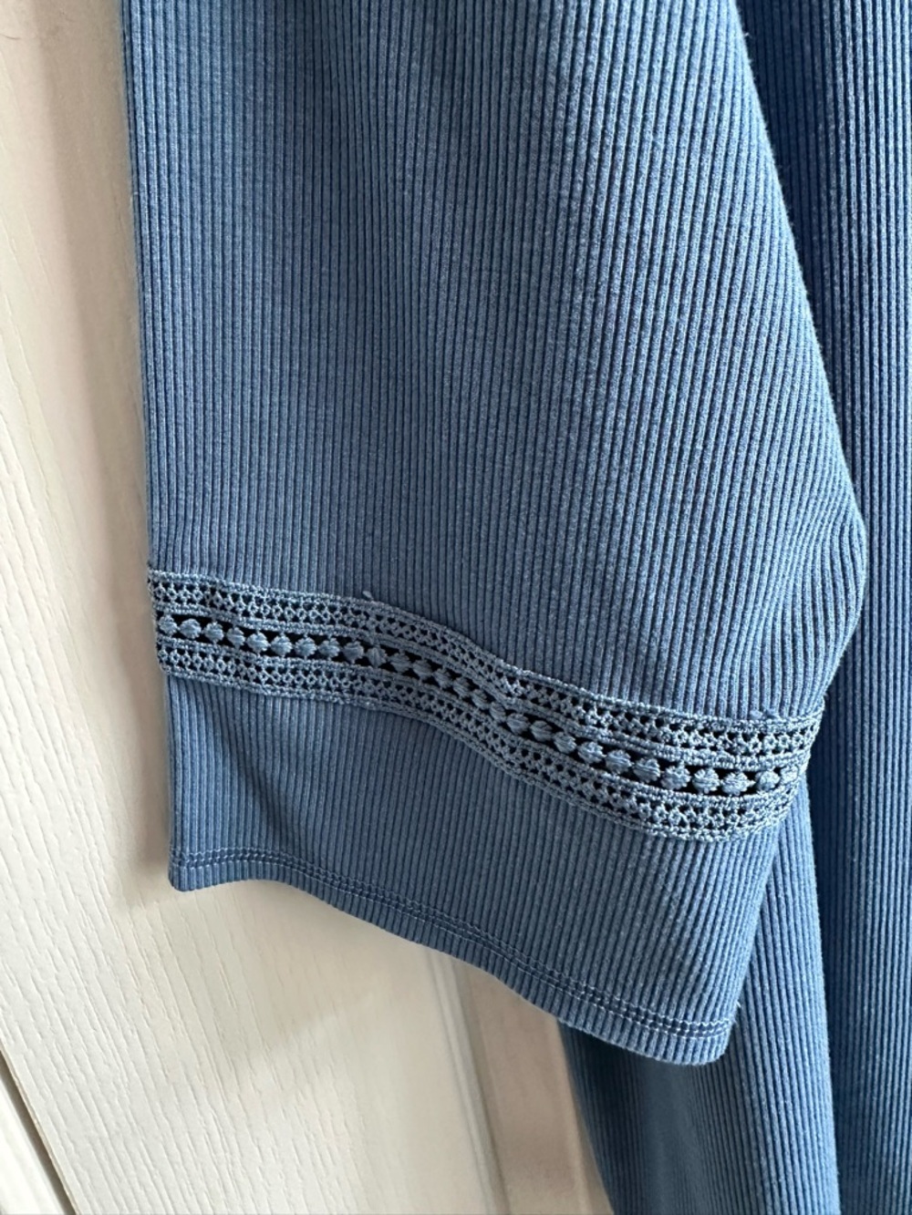 Avenue Blue Ribbed Henley Tunic with Crochet Trim - Picture 5 of 6